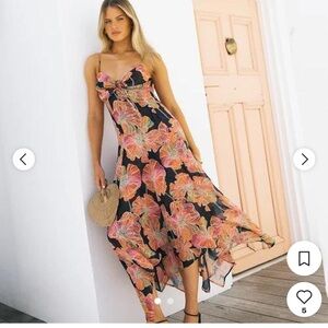New Anthropologie Charlie Holiday Flowy Floral Layered Orange Pink Maxi Dress 6